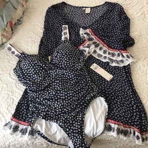 One piece bathing suit and cover up